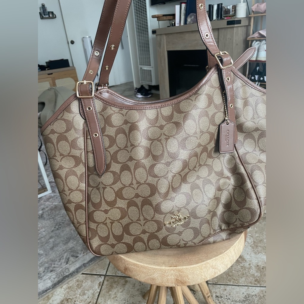 Coach Signature Canvas & Leather Trim Tote Bag